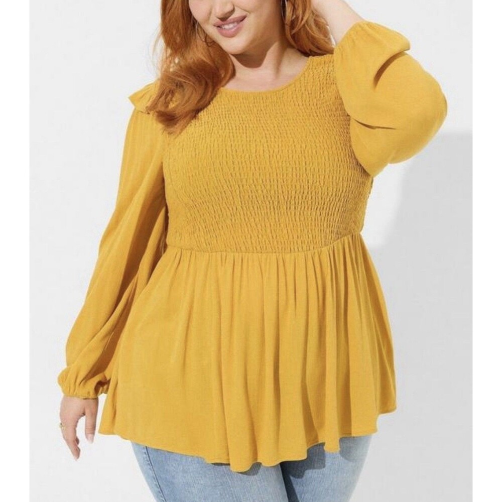Torrid Peplum Crinkle Gauze Smocked Top Size 5X CV6243